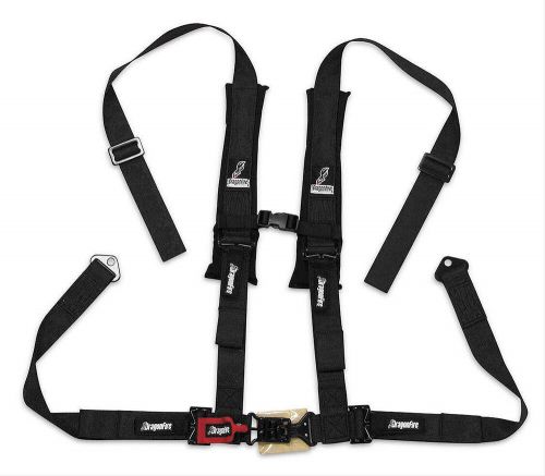 Dragonfire 4 point h-style 2&#034; youth harness w/sternum clip black (14-0022)