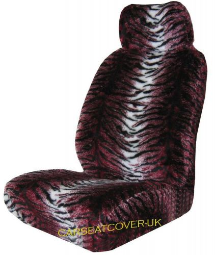 For vauxhall agila   - red tiger faux fur seat covers - 2 x fronts