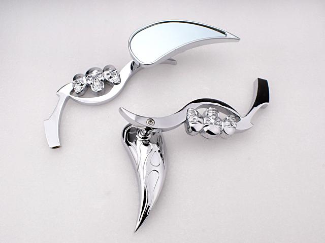 Chrome 3d skeleton skull teardrop mirror for suzuki gsxr 600 750 boulevard 