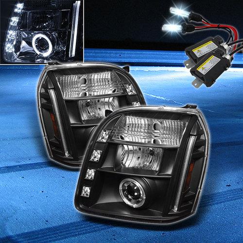 8000k slim xenon hid+07-13 yukon halo led projector headlights head lights set