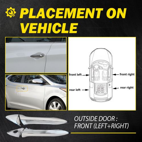 Door handle for 2011-2016 hyundai elantra front left right chrome w/ cover