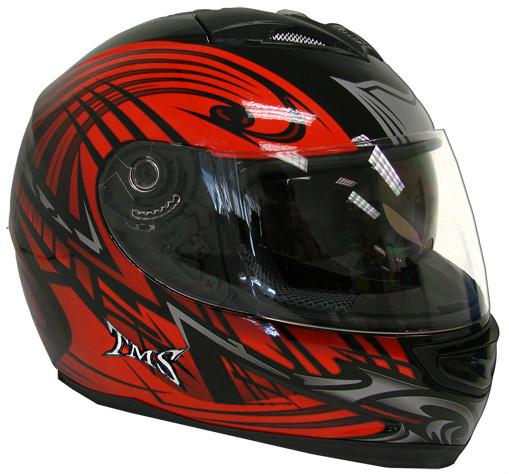 Red tribal dual visor full face motorcycle helmet dot-xl