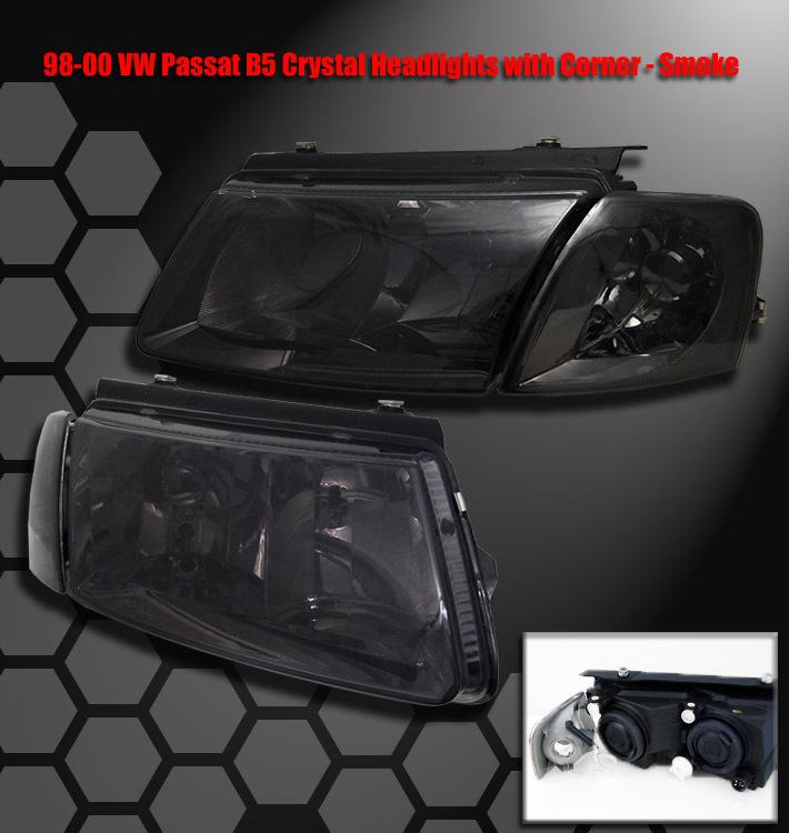 1997-2000 vw passat b5 crystal headlight+corner signal lamp smoke lens 1998 1999