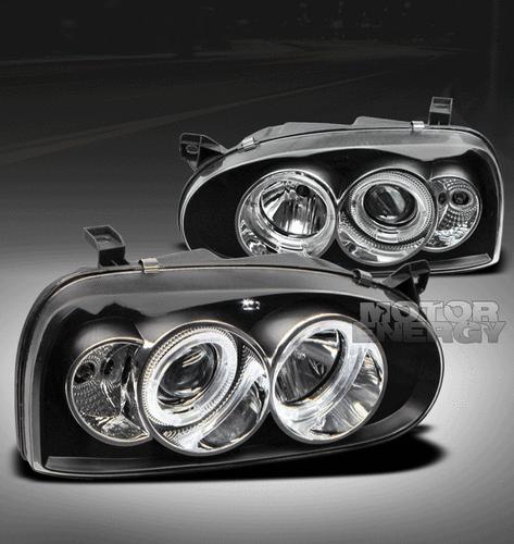 1993-1998 vw golf mk3/1995-1999 cabrio dual halo projector headlights lamp black