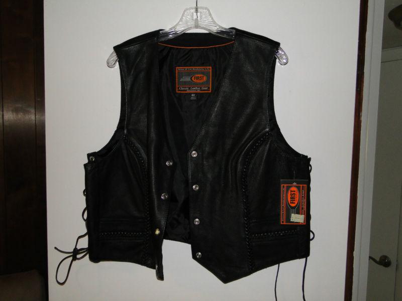 Womens leather vest by first