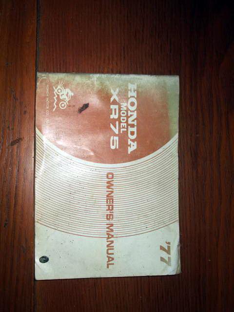 Owner manual honda xr75 1977