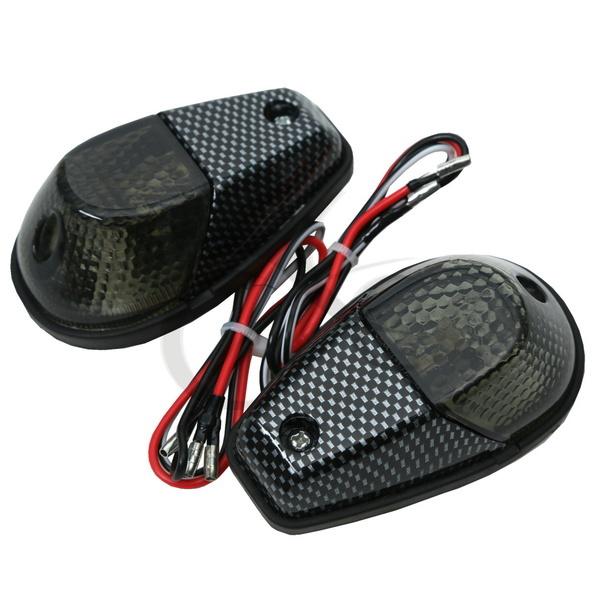 Carbon black lens flush mount euro turn signals for honda cbr r1 r6 gsxr ninja