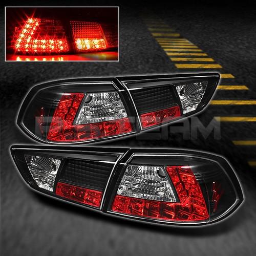 08-10 lancer evoution x cz4a jdm black 4pcs led tail lights lamp pair left+right