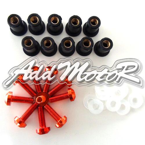 Motorcycle windshield windscreen screws bolts washers nuts kit 5 mm 10x orange 