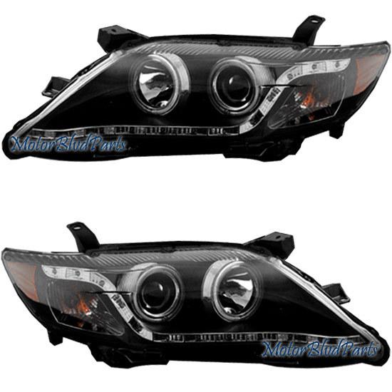 10-11 toyota camry ccfl halo led projcetor headlamps headlights black