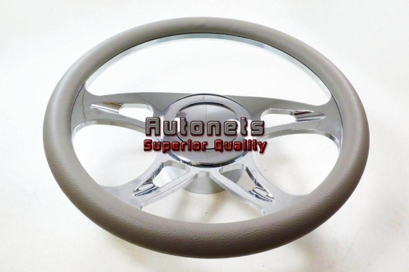 Gray leather carousel camaro impala nova hot rod steering wheel horn adapter