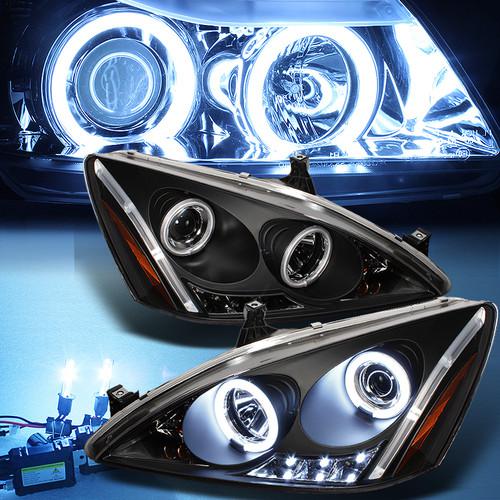 8000k slim xenon hid+black 03-07 honda accord ccfl halo projector led headlights