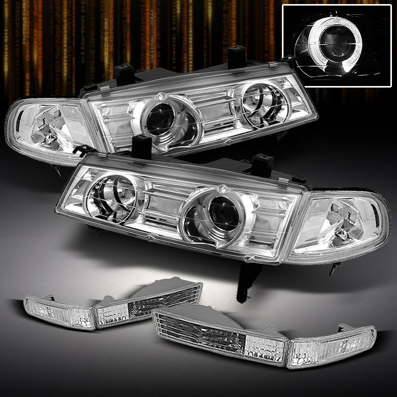 92-96 prelude clear halo projector headlights+4pcs clear bumper & corner lamps