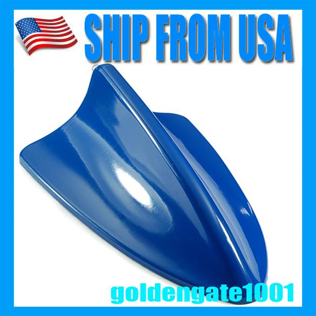Us new blue shark fin style car roof top mount decoration antenna base warranty