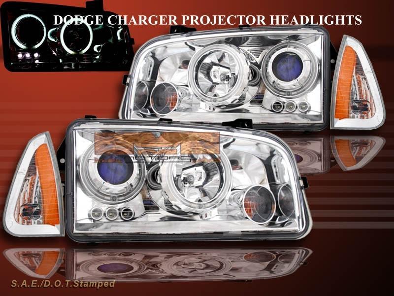 06 - 10 dodge charger two ccfl halo led projector headlights + corner lights