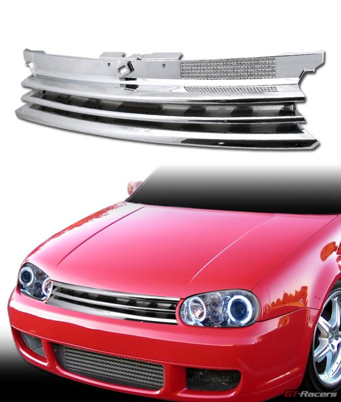 Chrome horizontal badgeless front bumper grill grille 99-04 vw mk4 golf gti r32