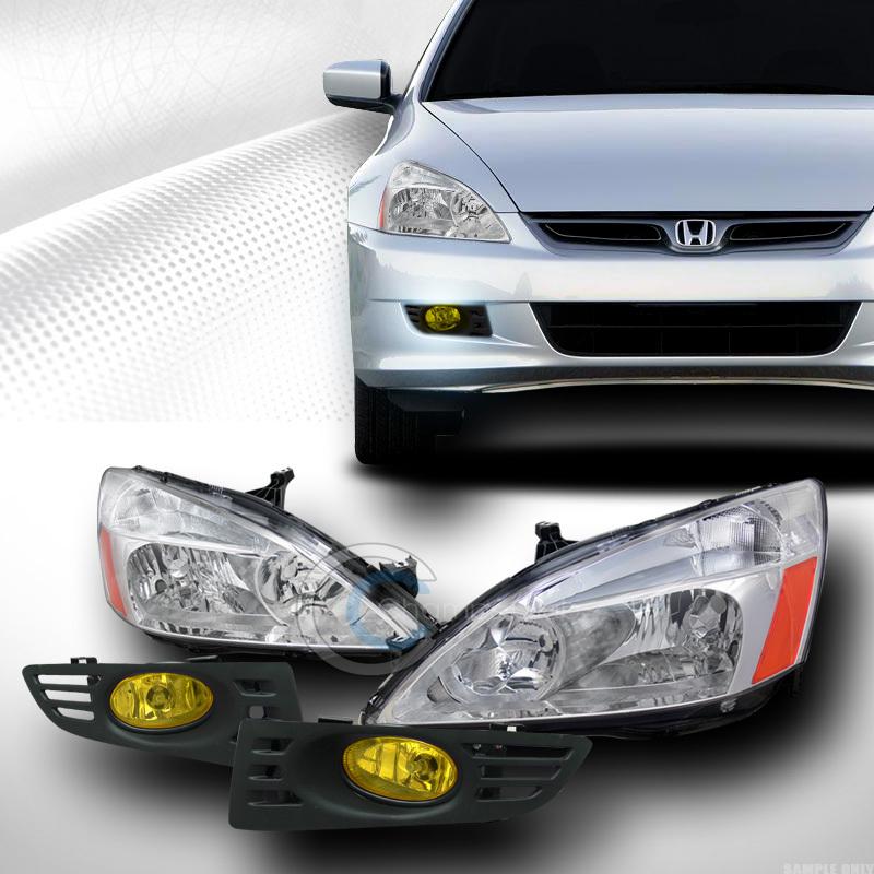 Crystal chrome head lights signal am dy+bumper fog lamp yl 03-05 honda accord 2d