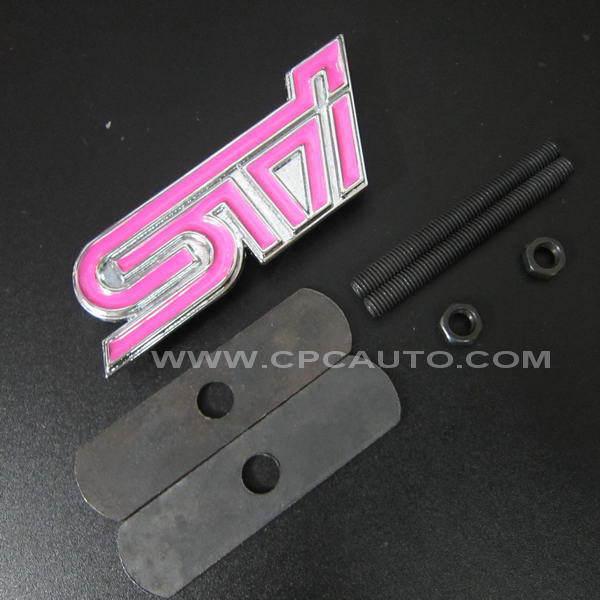 Car front grill fender hood chrome badge metal sti for subaru impreza pink