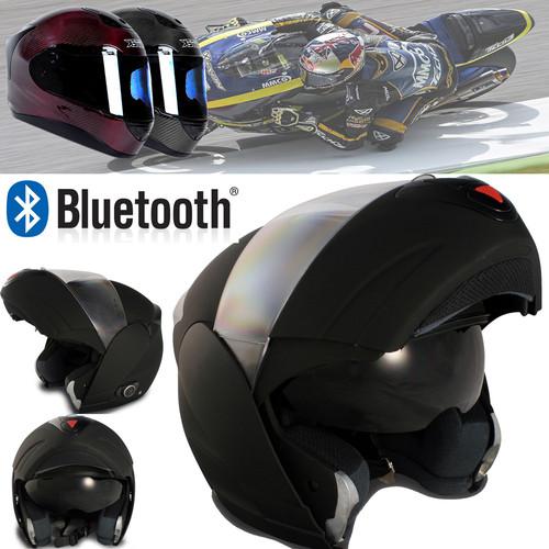 V210 matte black full face modular bluetooth helmet w/ drop down sun screen