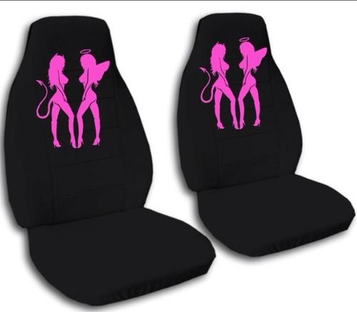 Angel devil seat covers. black & pink. soft padded & durable. chooseother colors