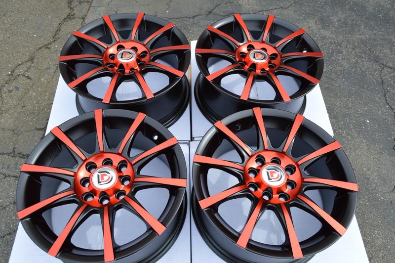 15 red wheels versa civic cube lancer corolla cabrio stanza sentra iq 4 lug rims