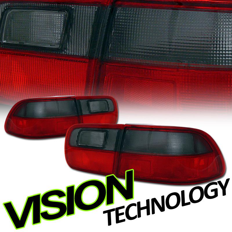 4pcs 92-95 civic 2d coupe/4d sedan red/smoke inner+outer tail lights trunk lamps