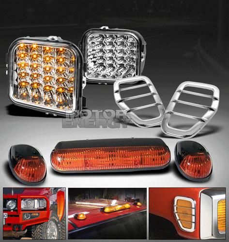 2006-2010 hummer h3 led corner+cab roof running+side marker cover lights chrome