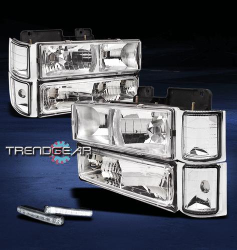 94-99 c/k c10 silverado suburban crystal head light+bumper+corner+led drl signal