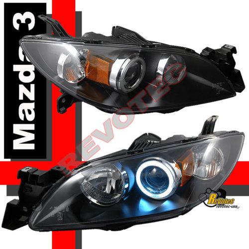 Find 04 05 06 07 08 MAZDA 3 MAZDA3 CCFL HALO PROJECTOR HEADLIGHTS BLACK ...