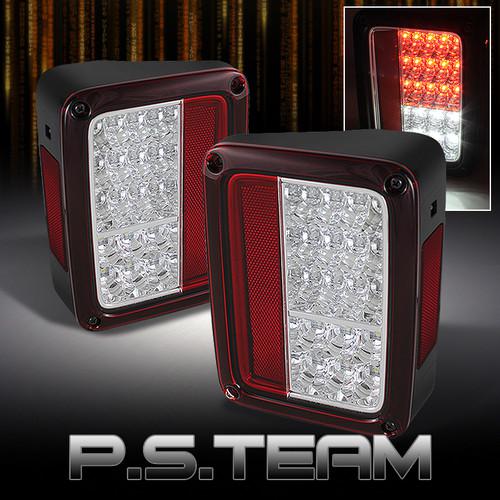 Red clear 07-13 jeep wrangler offroad full led tail lights brake lamp left+right