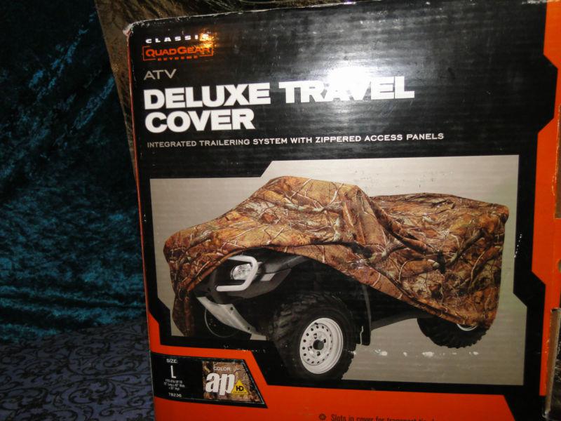Atv deluxe travel cover elastic hem quad gear camo fuel tank access & more
