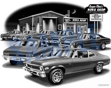 Chevy nova 1972 muscle car auto art print   ** free usa shipping **