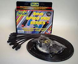 Taylor 73055 black spiro-pro 8mm wires universal 180deg straight boot