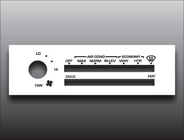 1981-1985 chevrolet s-10 white heater control overlay hvac