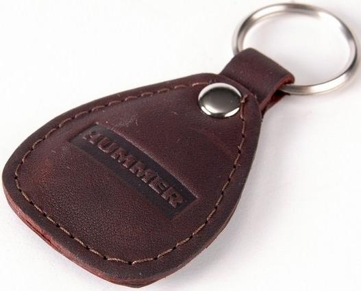 New leather brown keychain car logo hummer auto emblem keyring