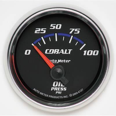 Autometer cobalt electrical oil pressure gauge 2 1/16" dia black face 6127