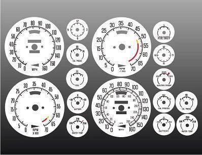 1968-1977 chevrolet corvette instrument cluster white face gauges 68-77