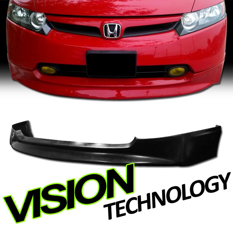 2006-2008 honda civic 4d/4dr jdm black mu style pu front bumper lip spoiler kit