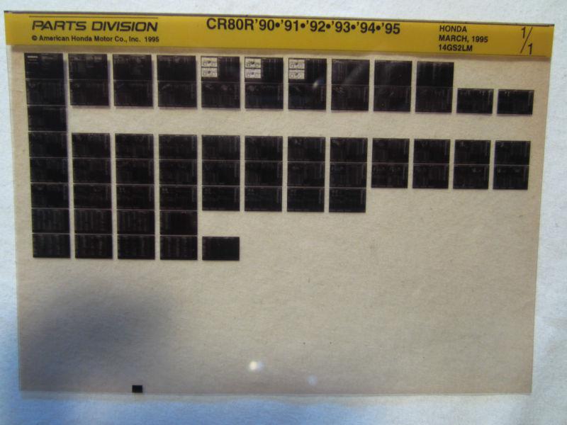 1990-1995 honda motorcycle cr80r microfiche part catalog cr 80r 1994 1993 92 91 