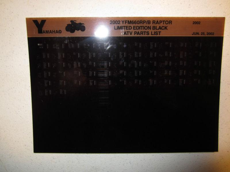 2002 yamaha atv yfm660rp b raptor lmtd ed black microfiche part catalog 