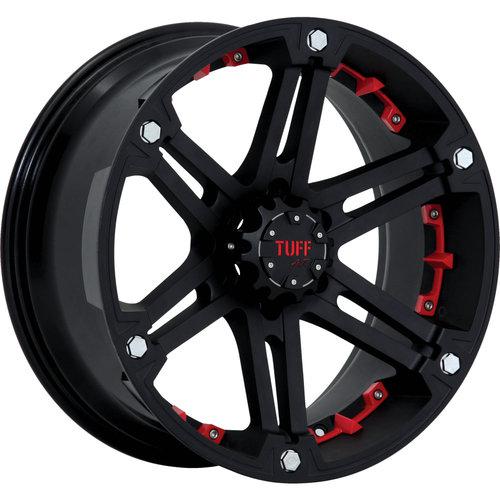 18x9 black red tuff t01 wheels 5x135 5x5.5 +10 dodge ram 1500 ford f-150