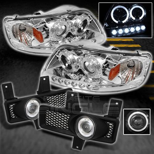 97-98 f150 f-150 expedition halo projector headlights + halo fog lights lamps