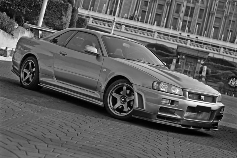 Nissan r34 gtr gt-r skyline mismo hd poster super car b&w print multiple size