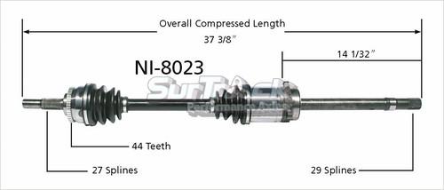 Surtrack perf axles ni-8023 cv half-shaft assembly-new cv axle shaft