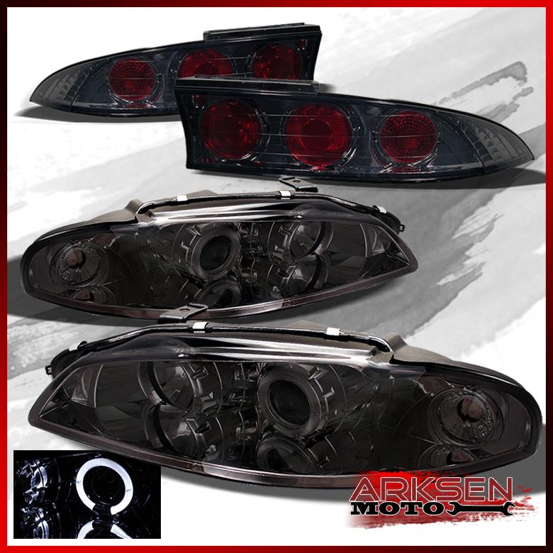 97-99 eclipse halo projector smoked headlights+smoked altezza tail lights set