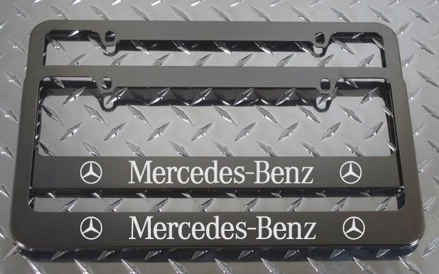 2 brand new mercedes-benz sl-class gunmetal license plate frame + screw caps