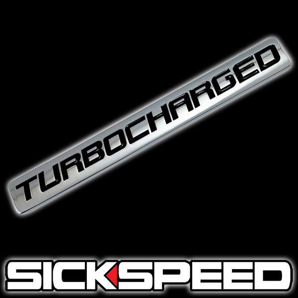 Chrome/black metal turbocharged engine race motor swap badge for trunk hood door