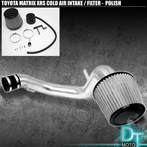 Stainless washable cone filter+ cold air intake 03-06 matrix xrs polish aluminum