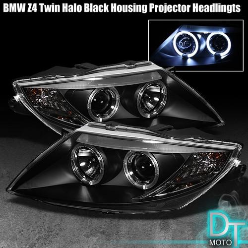 Black 03-08 bmw z4 dual led halo projector headlights lights lamps left+right