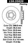 Centric parts 125.33039 front performance rotor